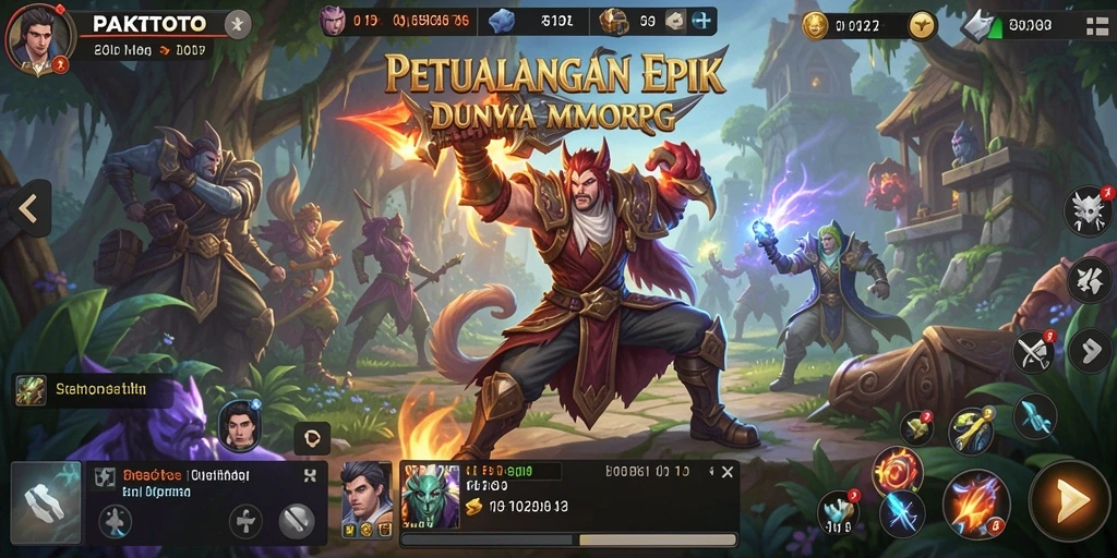Screenshot utama PAKTOTO menampilkan aksi seru dalam permainan MMORPG.