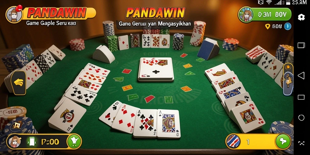 Tampilan gameplay PANDAWIN yang menampilkan serunya bermain Gaple.